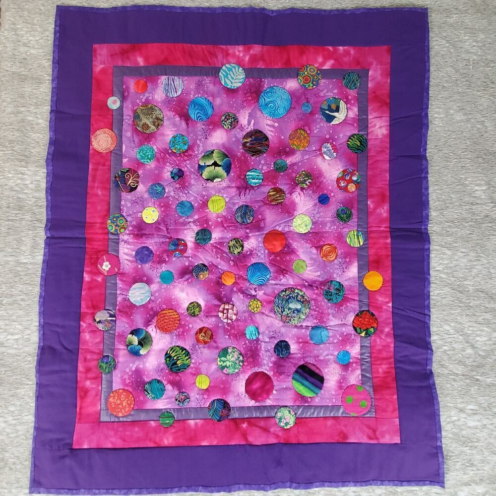Colorful 33" x 41" Quilted Art Wall Hanging signed by Artist - Splashes of Color